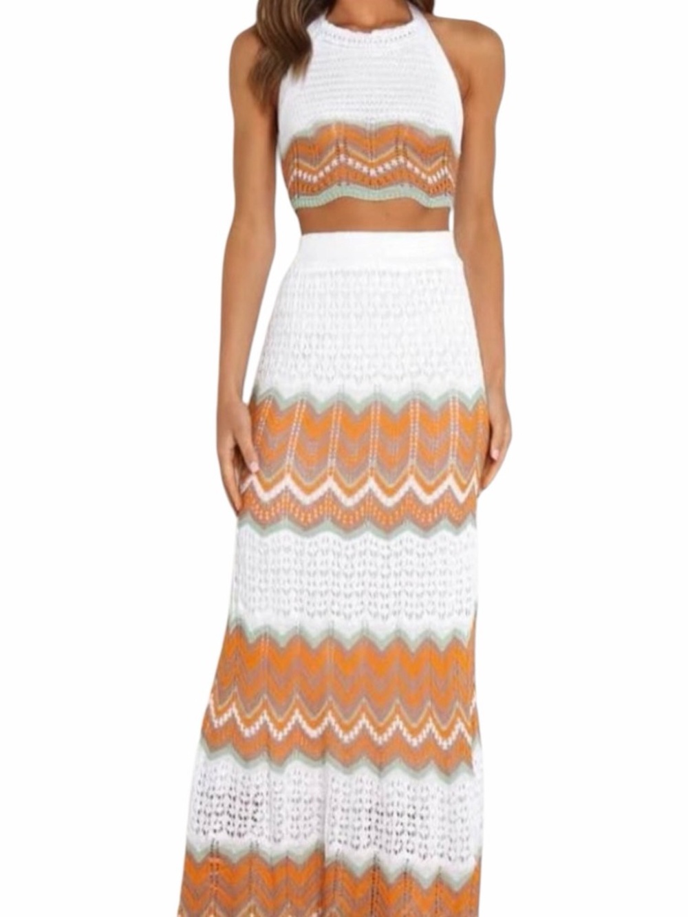 Petal & Pup - NWT Crochet Halter Top & Maxi Skirt Set Sz 12